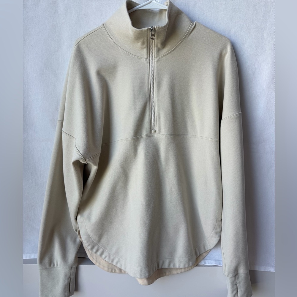 Varley Erina Half-Zip Midlayer Brushed Rib Size Medium Cement Marl